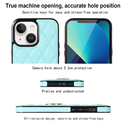 For iPhone 13 6.1 inch PU Leather+TPU Phone Case Stitching Rhombus Ring Holder Kickstand Phone Cover