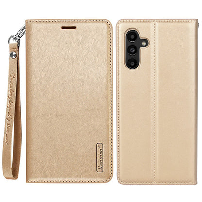 HANMAN Minuo Series Stand Cover for Samsung Galaxy A34 5G Fall-proof PU Leather Phone Wallet Case