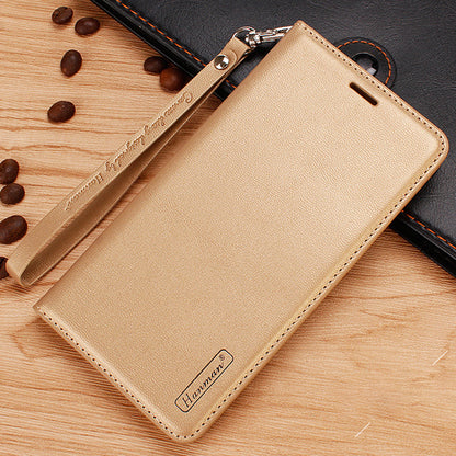 HANMAN Minuo Series Stand Cover for Samsung Galaxy A34 5G Fall-proof PU Leather Phone Wallet Case