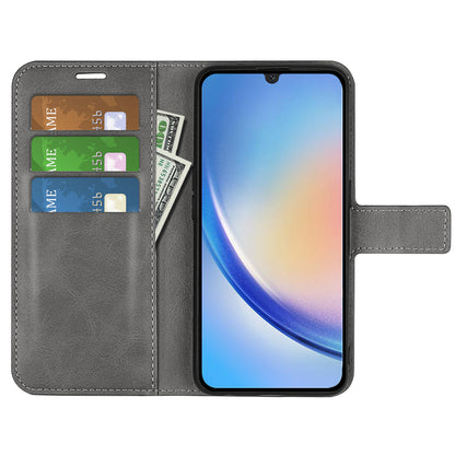 For Samsung Galaxy A24 4G Leather Wallet Mobile Case Calf Texture Square Clasp Flip Stand Cover