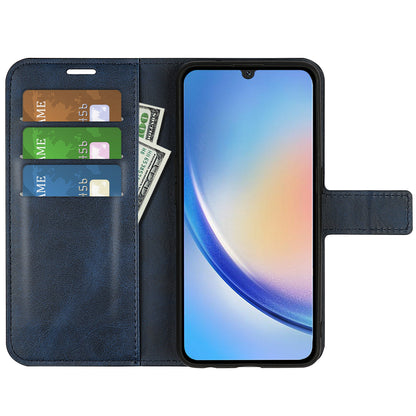 For Samsung Galaxy A24 4G Leather Wallet Mobile Case Calf Texture Square Clasp Flip Stand Cover