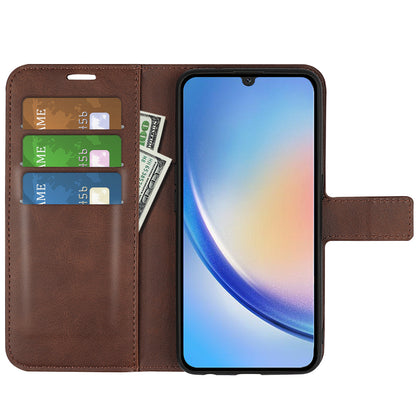 For Samsung Galaxy A24 4G Leather Wallet Mobile Case Calf Texture Square Clasp Flip Stand Cover