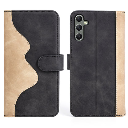 For Samsung Galaxy A24 4G Leather Wallet Shockproof Cover Dual Color Splicing Folding Stand Phone Case