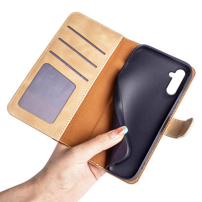 For Samsung Galaxy A24 4G Leather Wallet Shockproof Cover Dual Color Splicing Folding Stand Phone Case