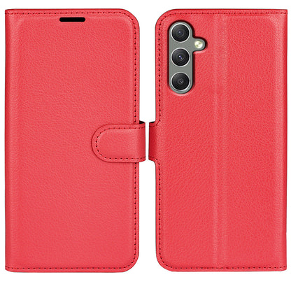 For Samsung Galaxy A24 4G PU Leather Wallet Shell Litchi Texture Phone Case Flip Stand Cover