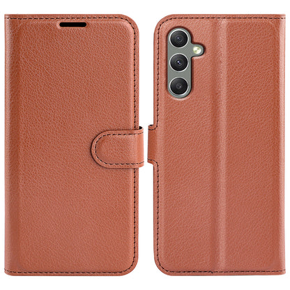 For Samsung Galaxy A24 4G PU Leather Wallet Shell Litchi Texture Phone Case Flip Stand Cover