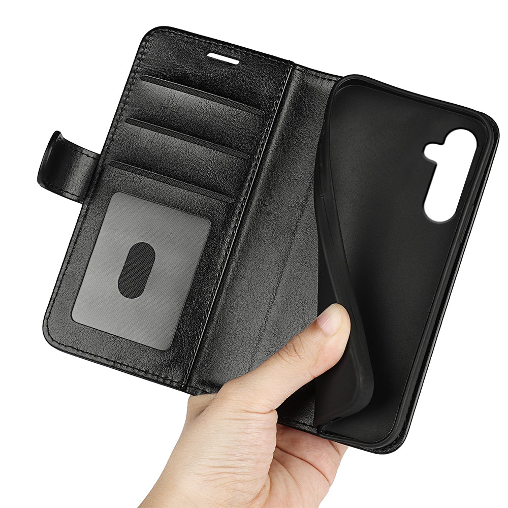 For Samsung Galaxy A24 4G PU Leather Wallet Flip Cover Crazy Horse Texture Stand Phone Case