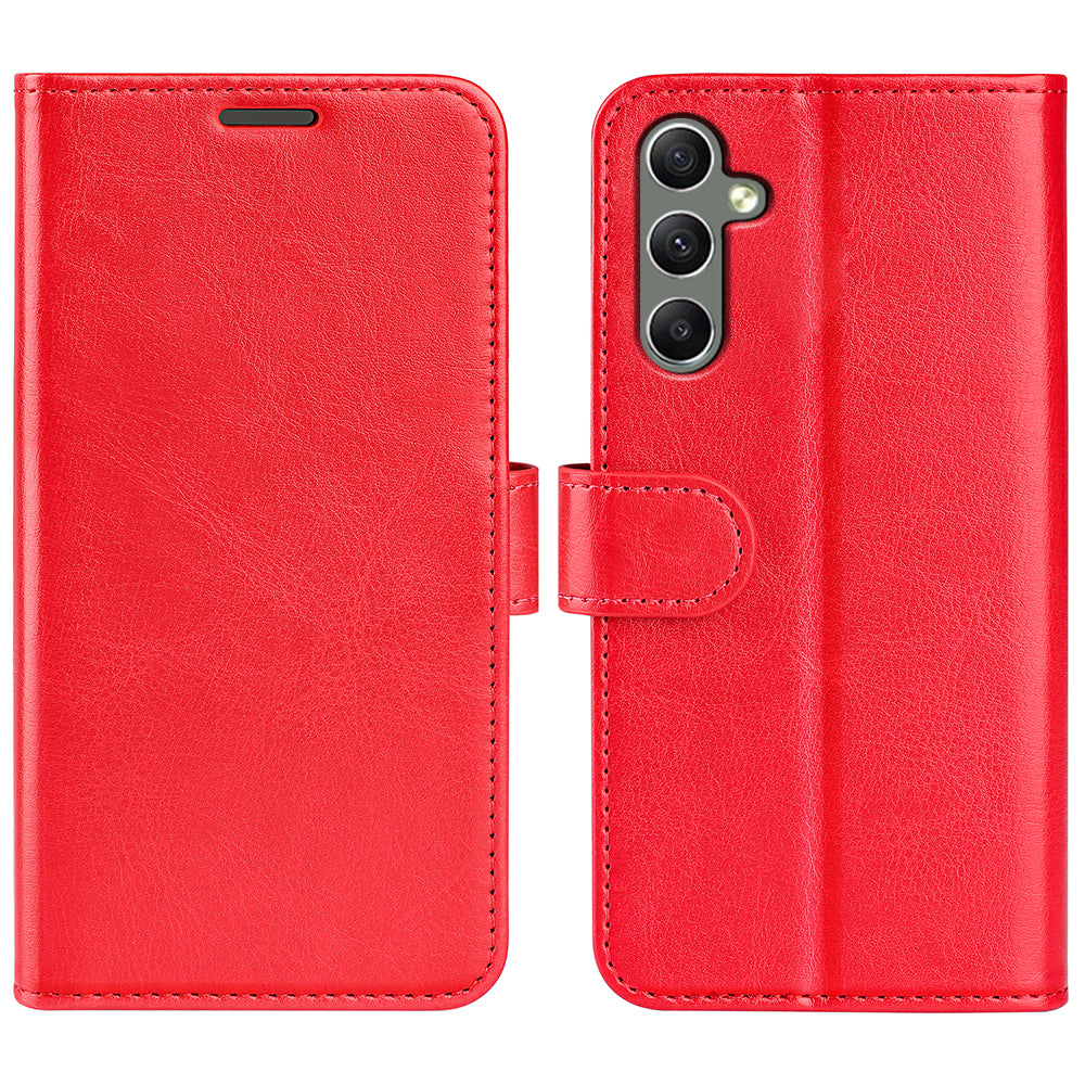 For Samsung Galaxy A24 4G PU Leather Wallet Flip Cover Crazy Horse Texture Stand Phone Case