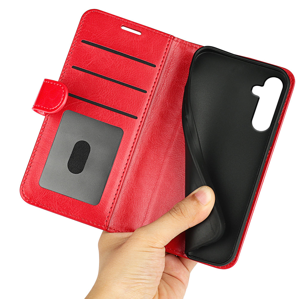 For Samsung Galaxy A24 4G PU Leather Wallet Flip Cover Crazy Horse Texture Stand Phone Case