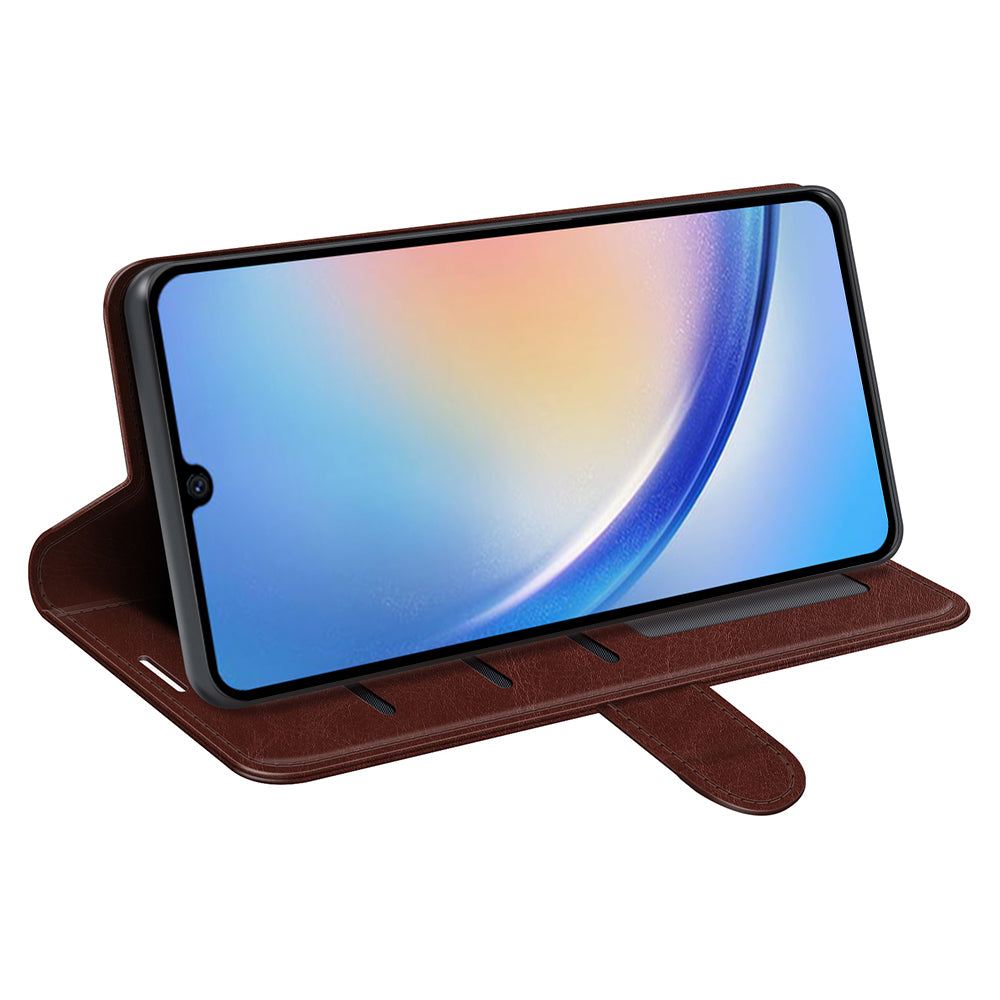 For Samsung Galaxy A24 4G PU Leather Wallet Flip Cover Crazy Horse Texture Stand Phone Case