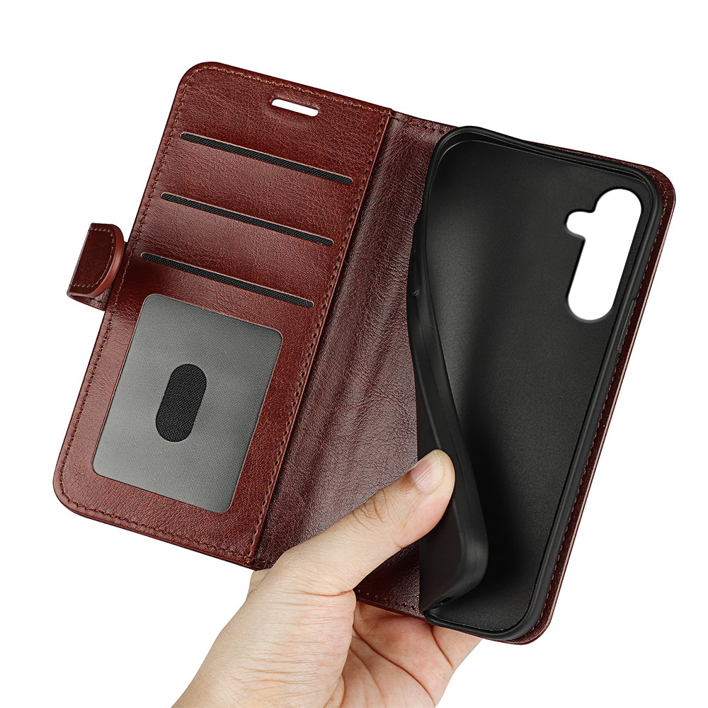 For Samsung Galaxy A24 4G PU Leather Wallet Flip Cover Crazy Horse Texture Stand Phone Case
