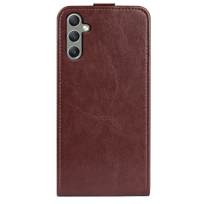 For Samsung Galaxy A24 4G Vertical Flip Card Holder Phone Case Crazy Horse Texture PU Leather Cover