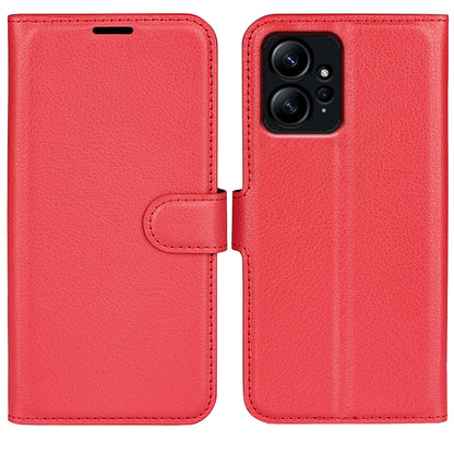 For Xiaomi Redmi Note 12 4G Litchi Texture PU Leather Wallet Anti-drop Shell Flip Stand Phone Case