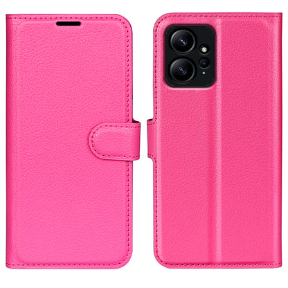 For Xiaomi Redmi Note 12 4G Litchi Texture PU Leather Wallet Anti-drop Shell Flip Stand Phone Case