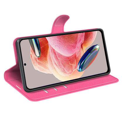 For Xiaomi Redmi Note 12 4G Litchi Texture PU Leather Wallet Anti-drop Shell Flip Stand Phone Case