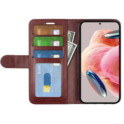 For Xiaomi Redmi Note 12 4G Crazy Horse Texture Drop-proof Phone Case PU Leather Wallet Flip Stand Cover