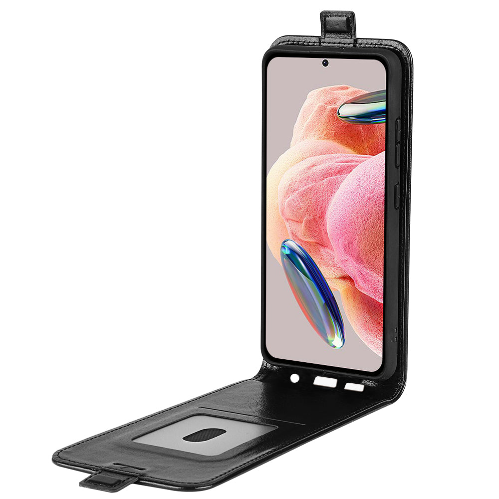 For Xiaomi Redmi Note 12 4G Vertical Flip Phone Case Crazy Horse Texture Card Holder PU Leather Protective Cover