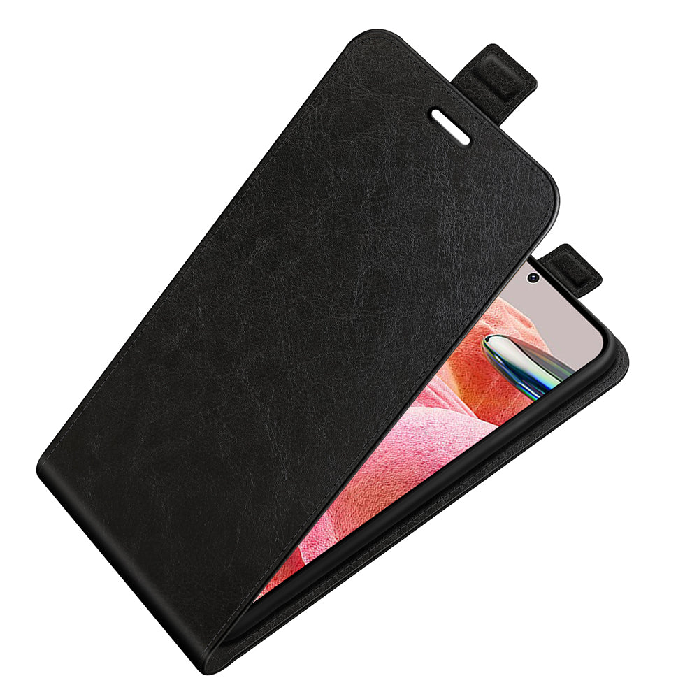For Xiaomi Redmi Note 12 4G Vertical Flip Phone Case Crazy Horse Texture Card Holder PU Leather Protective Cover