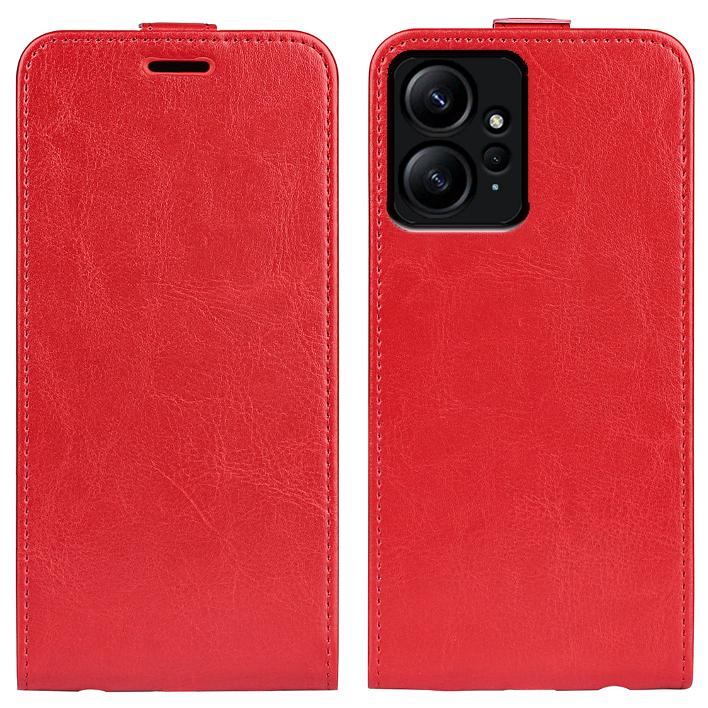 For Xiaomi Redmi Note 12 4G Vertical Flip Phone Case Crazy Horse Texture Card Holder PU Leather Protective Cover
