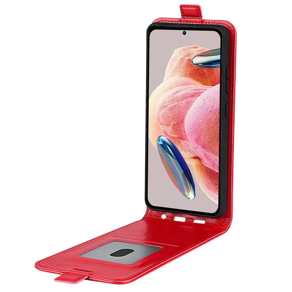 For Xiaomi Redmi Note 12 4G Vertical Flip Phone Case Crazy Horse Texture Card Holder PU Leather Protective Cover