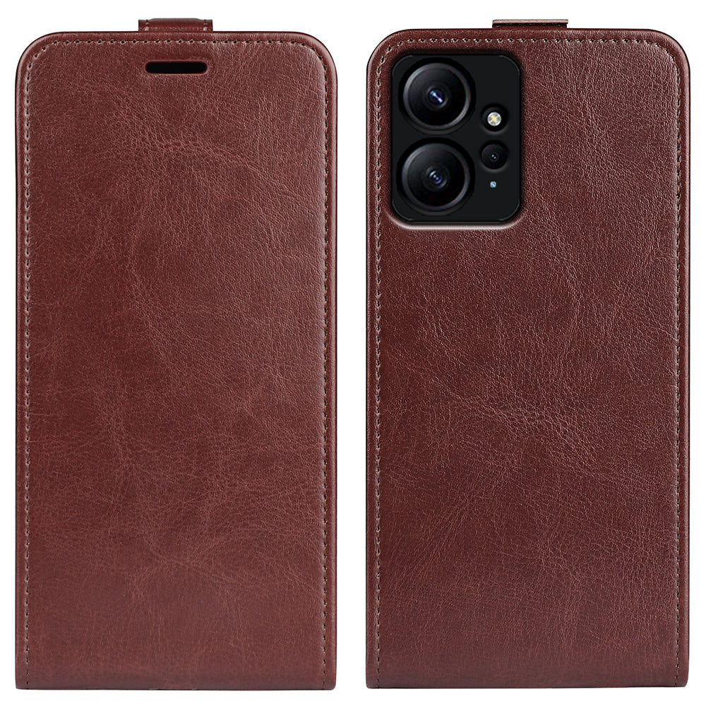 For Xiaomi Redmi Note 12 4G Vertical Flip Phone Case Crazy Horse Texture Card Holder PU Leather Protective Cover