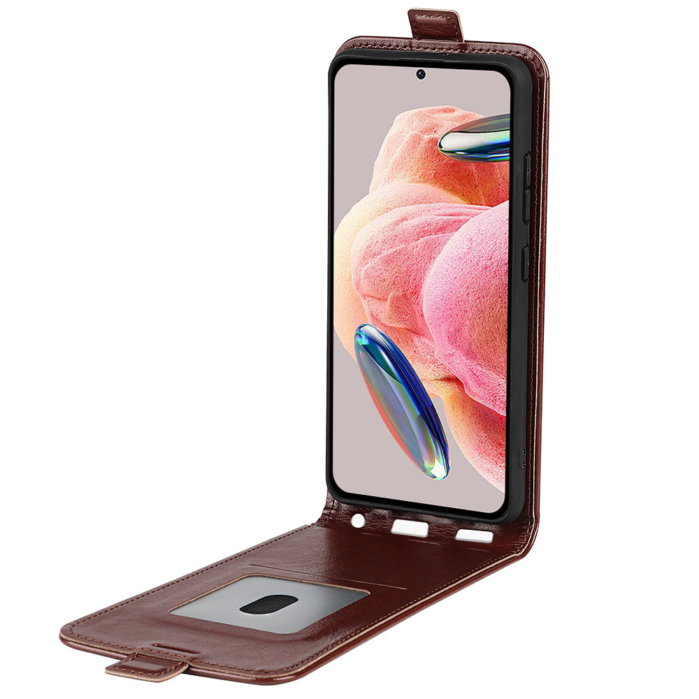 For Xiaomi Redmi Note 12 4G Vertical Flip Phone Case Crazy Horse Texture Card Holder PU Leather Protective Cover