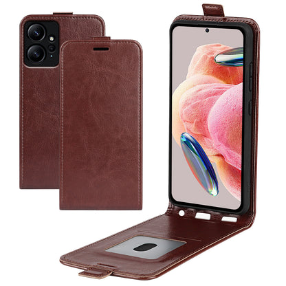For Xiaomi Redmi Note 12 4G Vertical Flip Phone Case Crazy Horse Texture Card Holder PU Leather Protective Cover