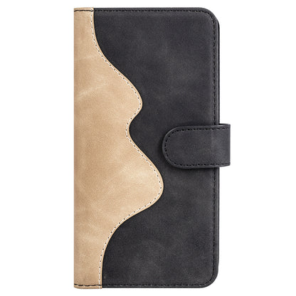 For Xiaomi Redmi Note 12 4G Dual Color Splicing Leather Wallet Anti-drop Cover Flip Stand Phone Case