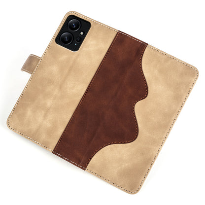 For Xiaomi Redmi Note 12 4G Dual Color Splicing Leather Wallet Anti-drop Cover Flip Stand Phone Case