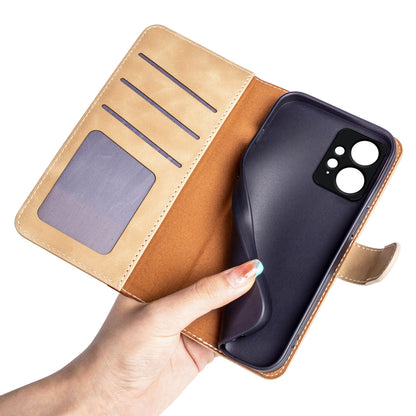 For Xiaomi Redmi Note 12 4G Dual Color Splicing Leather Wallet Anti-drop Cover Flip Stand Phone Case