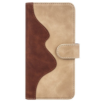 For Xiaomi Redmi Note 12 4G Dual Color Splicing Leather Wallet Anti-drop Cover Flip Stand Phone Case
