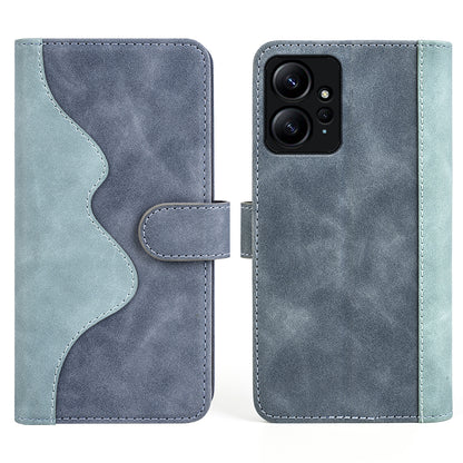 For Xiaomi Redmi Note 12 4G Dual Color Splicing Leather Wallet Anti-drop Cover Flip Stand Phone Case