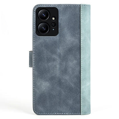 For Xiaomi Redmi Note 12 4G Dual Color Splicing Leather Wallet Anti-drop Cover Flip Stand Phone Case