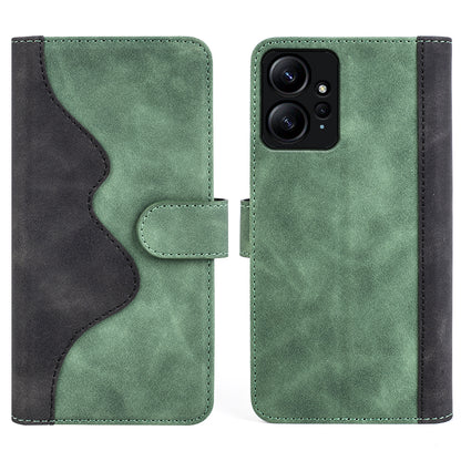 For Xiaomi Redmi Note 12 4G Dual Color Splicing Leather Wallet Anti-drop Cover Flip Stand Phone Case
