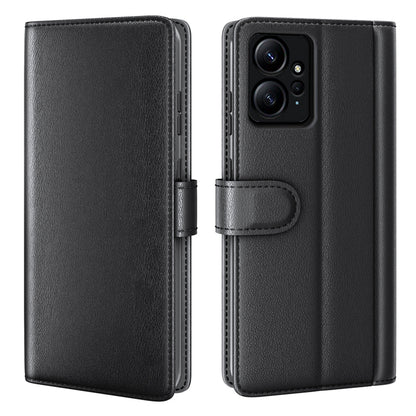 For Xiaomi Redmi Note 12 4G Genuine Cow Leather Wallet Phone Case Flip Stand Shockproof Cover