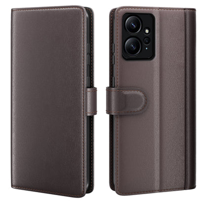 For Xiaomi Redmi Note 12 4G Genuine Cow Leather Wallet Phone Case Flip Stand Shockproof Cover