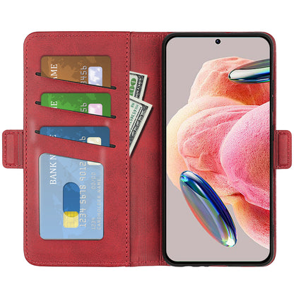 For Xiaomi Redmi Note 12 4G Calf Texture Shockproof Cover PU Leather Stand Wallet Phone Case