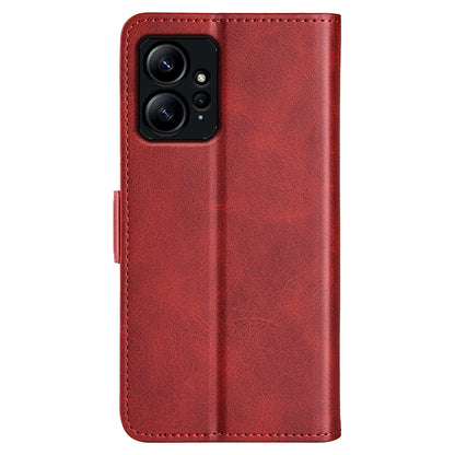 For Xiaomi Redmi Note 12 4G Calf Texture Shockproof Cover PU Leather Stand Wallet Phone Case