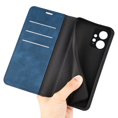 For Xiaomi Redmi Note 12 4G Skin-touch Leather Wallet Phone Case Magnetic Auto Closing Stand Cover