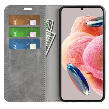 For Xiaomi Redmi Note 12 4G Skin-touch Leather Wallet Phone Case Magnetic Auto Closing Stand Cover