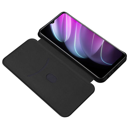For Realme V30t / V30 5G Carbon Fiber Texture Phone Case Card Slot  PU Leather Stand Phone Cover