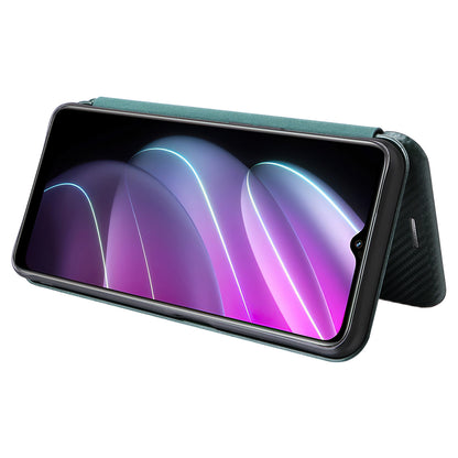 For Realme V30t / V30 5G Carbon Fiber Texture Phone Case Card Slot  PU Leather Stand Phone Cover