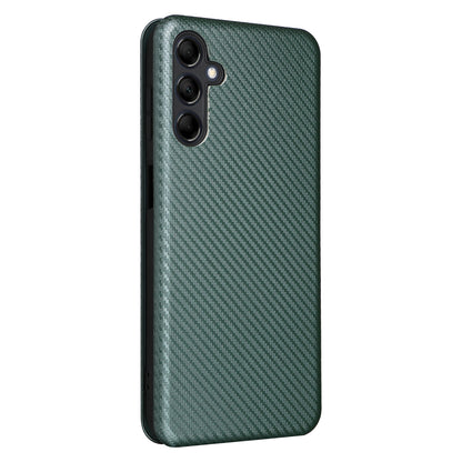 For Samsung Galaxy M14 5G Phone Cover TPU+PU Leather Stand Carbon Fiber Texture Phone Case with Card Slot