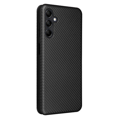 For Samsung Galaxy M14 5G Phone Cover TPU+PU Leather Stand Carbon Fiber Texture Phone Case with Card Slot