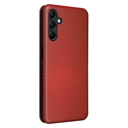 For Samsung Galaxy M14 5G Phone Cover TPU+PU Leather Stand Carbon Fiber Texture Phone Case with Card Slot