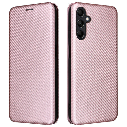 For Samsung Galaxy M14 5G Phone Cover TPU+PU Leather Stand Carbon Fiber Texture Phone Case with Card Slot
