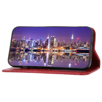 For Samsung Galaxy M14 5G Imprinted Rhombus Pattern Phone Shell Calf Texture PU Leather Stand Phone Case