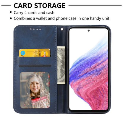 For Samsung Galaxy M14 5G Imprinted Rhombus Pattern Phone Shell Calf Texture PU Leather Stand Phone Case