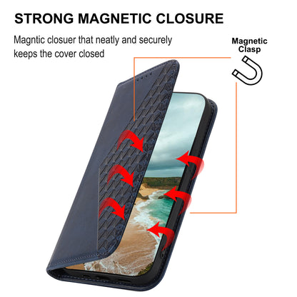 Calf Texture Phone Case for Sony Xperia 1 V , Imprinted Rhombus Pattern PU Leather Stand Phone Cover
