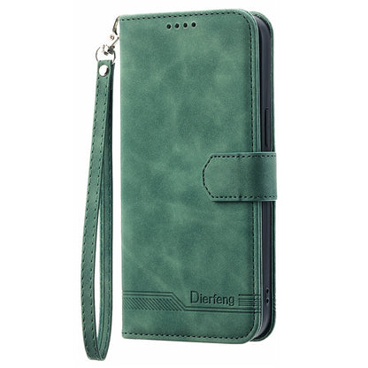 DIERFENG DF-03 For Sony Xperia 1 V Shockproof Case Lines Imprinted Phone Case Leather Flip Cover with Stand